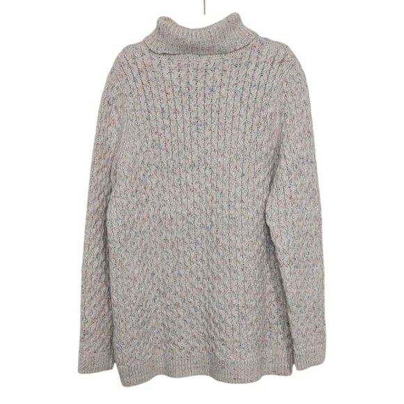 Lands End Cable Knit Turtleneck Sweater Womens Size Large Cream Fisherman - Picture 7 of 10